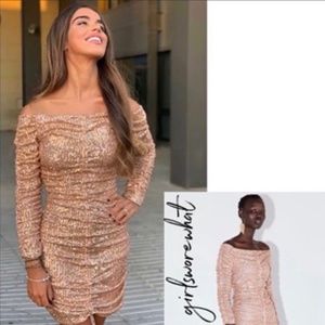 ZARA DRAPED SEQUIN DRESS NWT